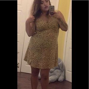 Yellow stretchy fit and flare dress